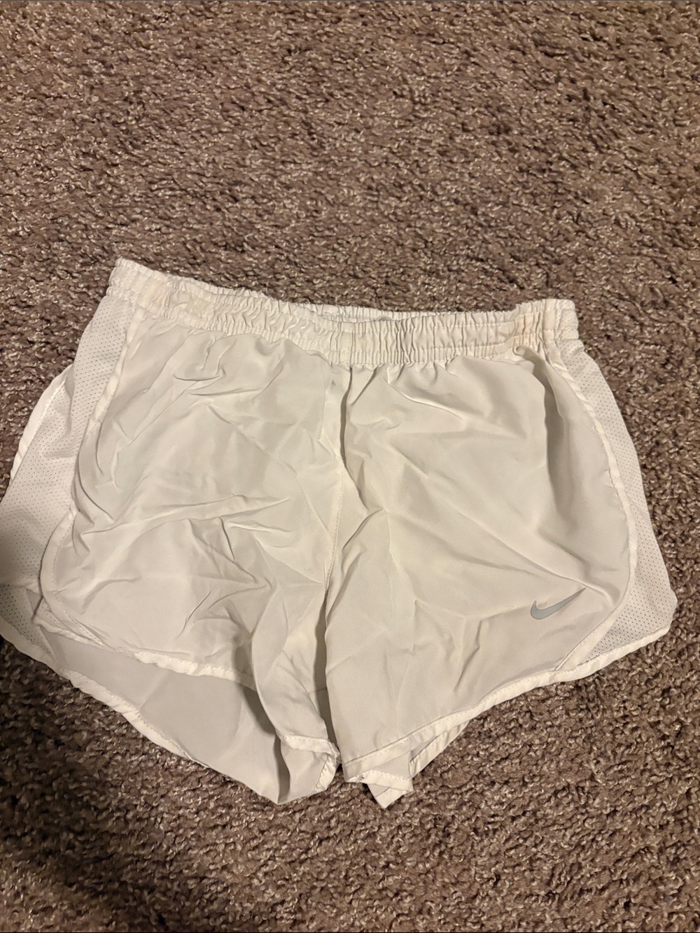 Nike White Women's Athletic Running Shorts with Mesh Sides